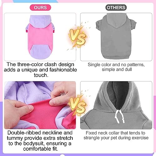 BEAUTYZOO Fleece Dog Hoodie Sweatershirt with Pocket and Leash Hole, Stretchy Small Medium Large Sized Dogs Clothes for Fall Winter Cold Days, Color Designer Warm Dog Jackets,French Bulldog Coats