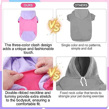 BEAUTYZOO Fleece Dog Hoodie Sweatershirt with Pocket and Leash Hole, Stretchy Small Medium Large Sized Dogs Clothes for Fall Winter Cold Days, Color Designer Warm Dog Jackets,French Bulldog Coats