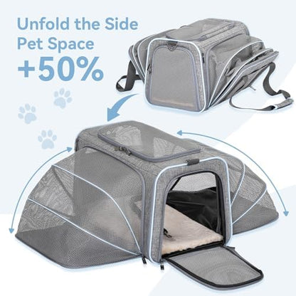 Petsfit Large Double Expandable Cat Carrier for Large Cats and Small Dogs
