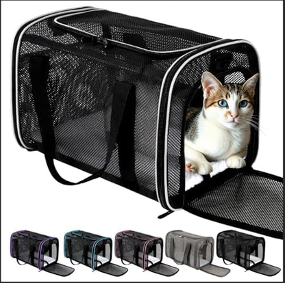 Cat Carrier Dog Carrier Pet Carriers Soft-Sided Cats Bag Animal Carriers Puppy Carrying Bag TSA Airline Approved Small Dog Carrier Soft Sided, Collapsible Travel Carriers for Big Cats(Up to 16lbs),