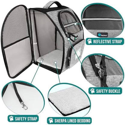 PetAmi Dog Backpack Carrier Airline Approved Cat Pet Puppy Bag, Grey