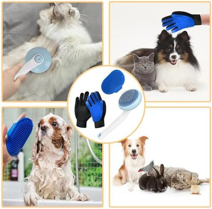 Cat Grooming Glove Brush, Self-Cleaning Slicker Pet Brush