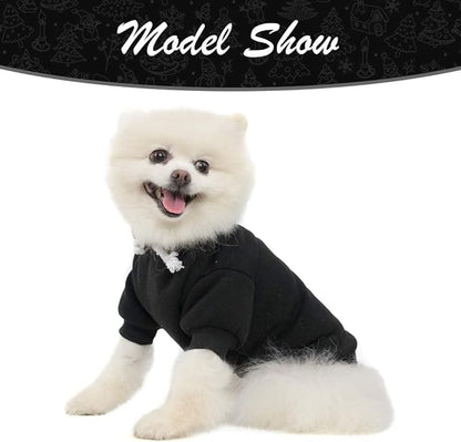 KOOLTAIL Dog Hoodie for Small Medium Dogs Cats, Soft and Warm Pet Sweater with Leash Hole and Pocket Boy Girl, Puppy Fall Winter Jacket Clothes, French Pitbull Cold Weather Coat Sweatshirt, Black XS