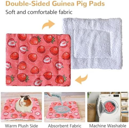 Guinea Pig Hideout,Large Wooden Guinea Pigs House with Stairs and Mats,Detachable Guinea Pig Castle Hide for Small Animals Hamster Chinchilla Ferret Habitats Accessories