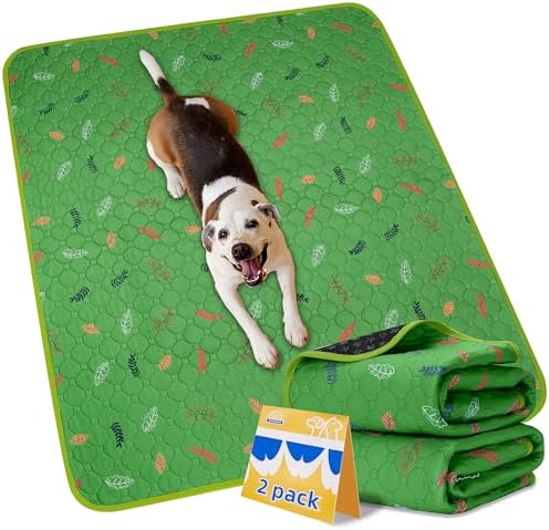 Sunheir 2-Pack Extra Large Reusable Dog Mat for Floor, Dog Playpen, Non-Slip Waterproof Super Absorbent Washable Pee Pads for Dogs, Pet Whelping Pads, Potty Training - Green, 36" x 72"