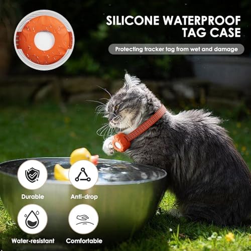 Cat Tracker, GPS Tracker, No Subscription Fee Pet Tracker, Compatible with Apple Find My App (Only iOS), Real-Time Location, Cat Trackers Collar with Safety Elastic Buckle, Orange