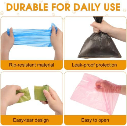 Teling 3000 Count Dog Poop Bags with 3 Dispensers, Colourful