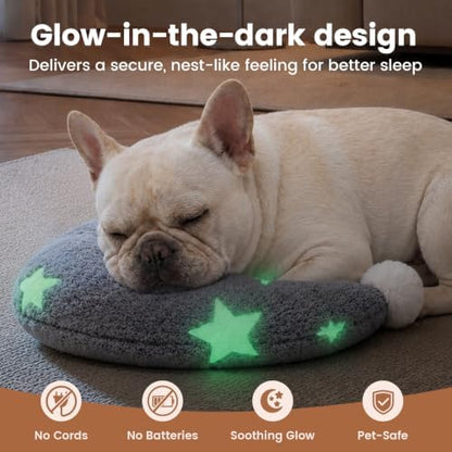 Glow in The Dark Moon Dog Pillow Calming Pet Pillow for Neck Support