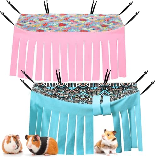 Shappy 2 Pcs Guinea Pig Hideout Hideaway Cage Hammock, Heart Geometry