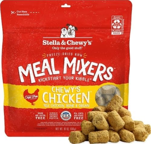 Stella & Chewy's Freeze-Dried Raw Chicken Meal Mixers- Dog Food Topper and Mixer - Made with 95% Cage-Free Chicken, Organs & Bone - Perfect for Picky Eaters - Grain-Free - 18oz