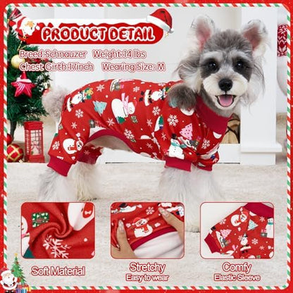 XPUDAC 4 Pack Christmas Dog Pajamas for Small Medium Dogs Pet Clothes 2XL