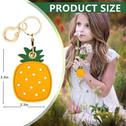 BORKUANA PU Leather Keychain Holder Protective Case Compatible with AirTag