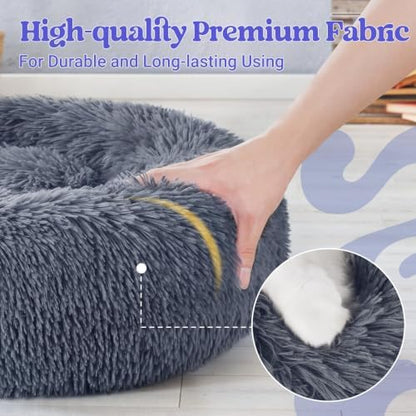 rabbitgoo Calming Cat Beds for Indoor Cats, 20 inches, Dark Grey