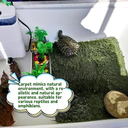 kathson 4pcs Reptile Carpet Terrarium Liner Tortoise Bedding Reptile Substrate Liner Mat Pet Cage Mats Supplies for Lizard Snake Bearded Dragon Gecko Chameleon Turtle Iguana (11.81 X 7.87 in)