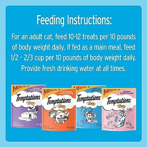 Temptations Cat Treats Classic Crunchy and Soft Cat Treats Variety Pack, 6.3 oz. Pouches (Pack of 6)