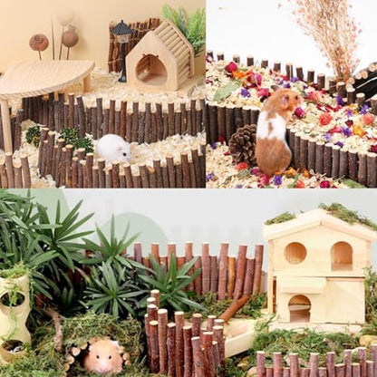 19.7 & 9.8In Wooden Hamster Bridge Fence Rat Climbing Toys for Gerbil Mouse