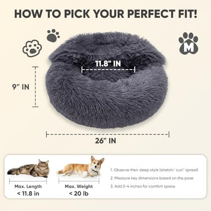 Himax Covered Medium Dog Bed with Blanket Attached Calming Burrow Deep Grey