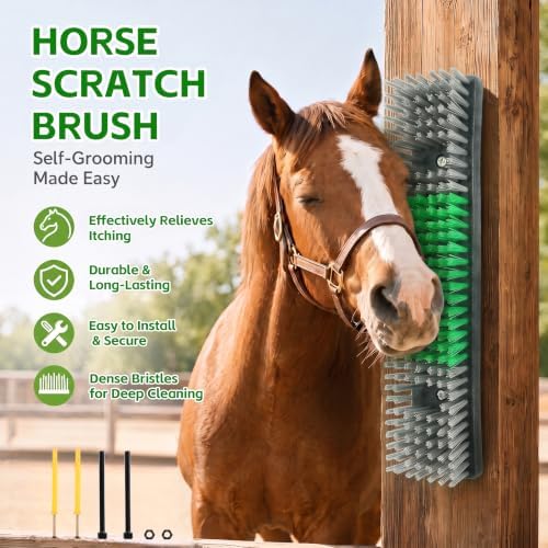 Livestock Scratch Brush for Cattle, Horses, Goats, Cow, Durable Scratching Brush, Massage Grooming Tool for Healthy Coat, Relieves Itching, Easy Install on Fence Posts(4pcs, Gray)