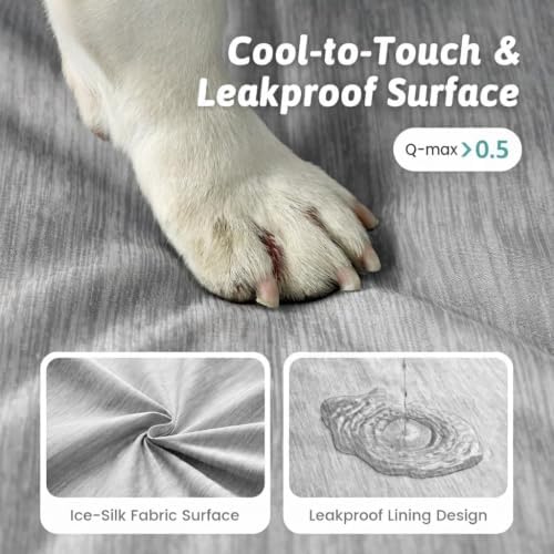 COZY KISS Cooling Orthopedic Dog Bed, Q-Max>0.5, Waterproof Lining, 29x18in