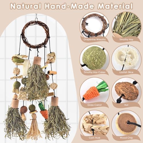 Bissap Rabbit Chew Toy, Hanging Natural Teeth Grinding Snack for Small Pets