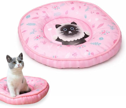 BLUE BAY Donut Pet Bed for Cats and Small Breed Dogs, Lightweight Round Pet Mat Bed, Easy to Clean, Calming and Secure