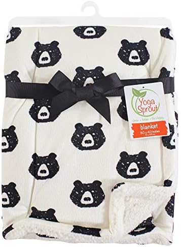 Yoga Sprout Mink Blanket with Sherpa Backing, Bear