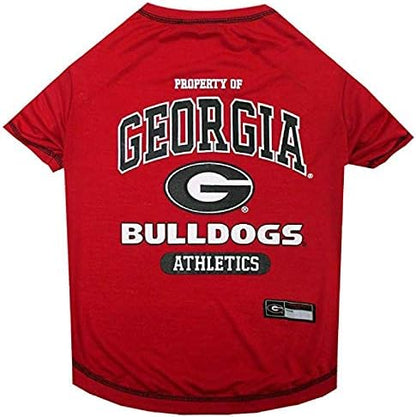 Pets First Collegiate GEORGIA BULLDOGS Dog T-Shirt, Small. - Licensed Shirt for Pets Team Colored with Team Logos.- Premium Stretchable Materials for the Comfrot of your Dog & Cat.
