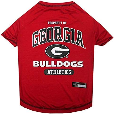 Pets First Collegiate GEORGIA BULLDOGS Dog T-Shirt, Small. - Licensed Shirt for Pets Team Colored with Team Logos.- Premium Stretchable Materials for the Comfrot of your Dog & Cat.