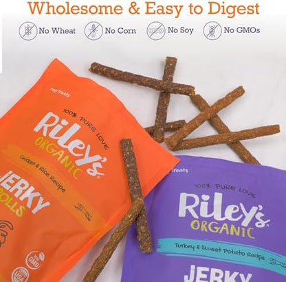 Riley's Turkey & Sweet Potato Jerky Dog Treats - High Protein Snack - 10oz