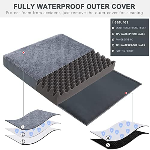 Waterproof Dog Crate Bed for Small Dogs Orthopedic 29x18 Grey