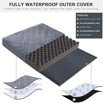 Waterproof Dog Crate Bed for Small Dogs Orthopedic 29x18 Grey