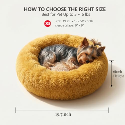 nononfish Puppy Bed for Small Dogs,Soft Calming Donut Bed