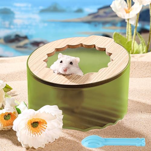 Marchul Hamster Sand Bath Box & Litter Box with Cleaning Scoop, Easy to Clean Bathroom for Dwarf Hamsters, Syrian Hamsters, Gerbils, Small Pets (Green)