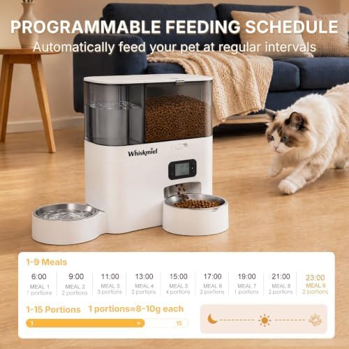 5L Automatic Cat Feeder & 3L Water Dispenser, Button Control