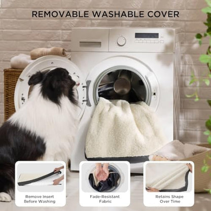 Bedsure Washable Dog Bed Medium Size Dog with Comfy Sherpa, 30x20in Grey