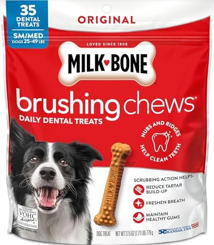 Milk-Bone Brushing Chews, Small/Medium, Original Flavor, 35 Dental Treats