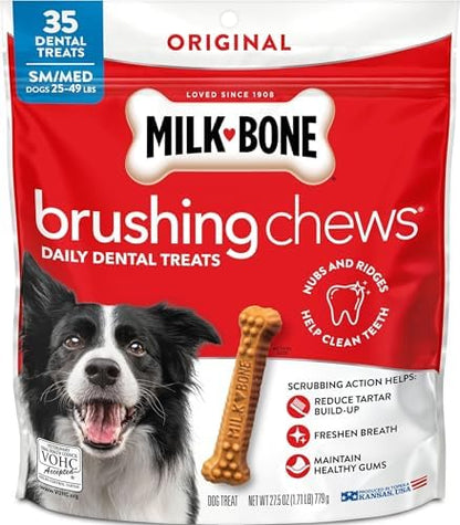 Milk-Bone Brushing Chews, Small/Medium, Original Flavor, 35 Dental Treats