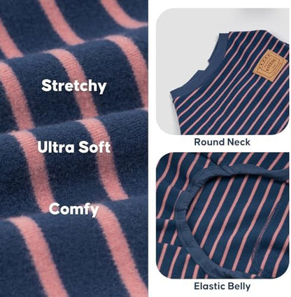 KYEESE Striped Dog Pajamas for Small Dogs Thermal Fleece Onesie Daily Wear