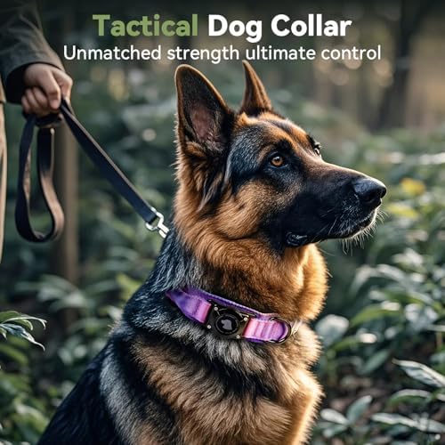 2026 Upgrade Waterproof Tactical AirTag Dog Collar, Built in AirTag Holder