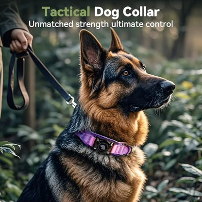 2026 Upgrade Waterproof Tactical AirTag Dog Collar, Built in AirTag Holder