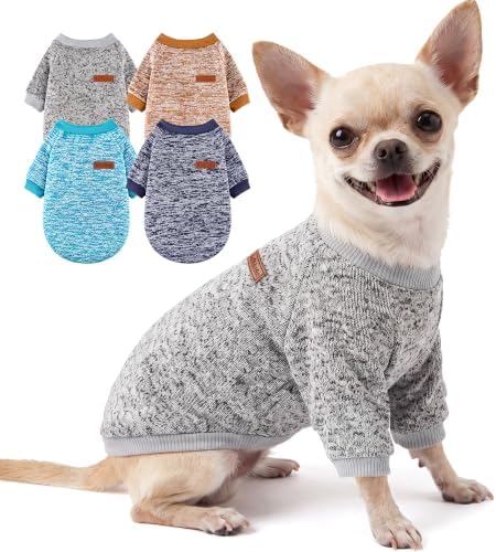 4 Pack Dog Sweater Fleece Warm Winter Coat for Small Medium Dogs