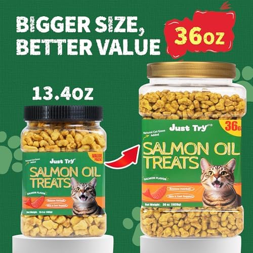 Just Try 36 OZ Cat Grass Treats with Salmon Oil
