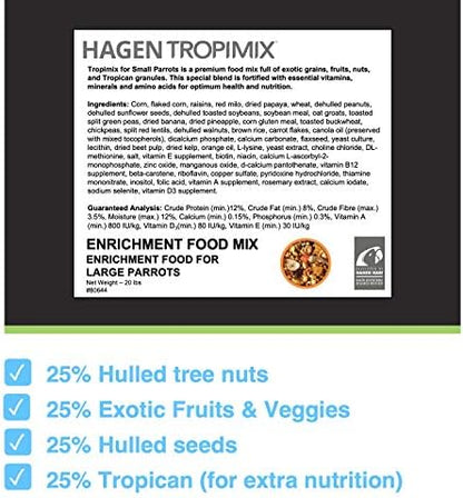 Hari Hagen Tropimix Enrichment Food for Small Parrots, 20 lb. (9.07 kg)