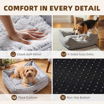 Reversible Dog Bed for Medium Size Dogs Large Cat Bed Washable 30x24x8 in