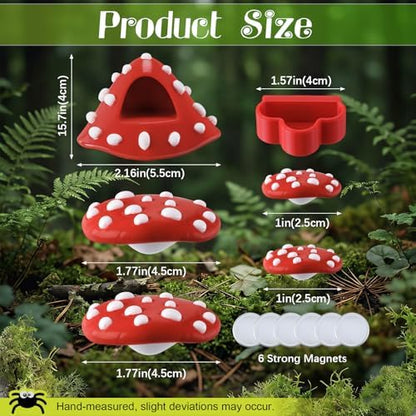 6 Pcs Jumping Spider Enclosure Accessories with Magnetic Mushroom Hide