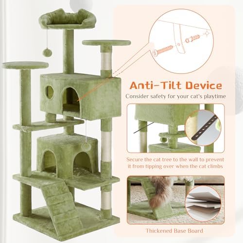 54 Inch Cat Tree Tower with Natural Sisal Scratching Post