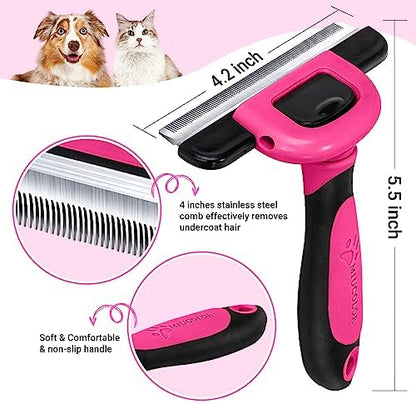 MIU COLOR Pet Grooming Brush, Deshedding Tool for Dogs & Cats, Hot Pink
