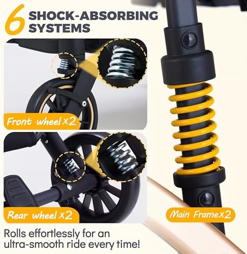 Pet Stroller for Small Dogs Cats, 6 Shock Absorption System