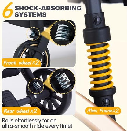 Pet Stroller for Small Dogs Cats, 6 Shock Absorption System