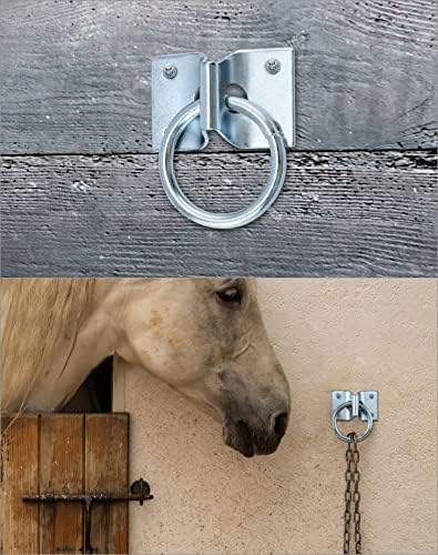 QWORK 2" Cross Tie Rings for Horse Through, 2 Pack Tie - Equestrian and Livestock Ties Loop Hay Net Loop Horse